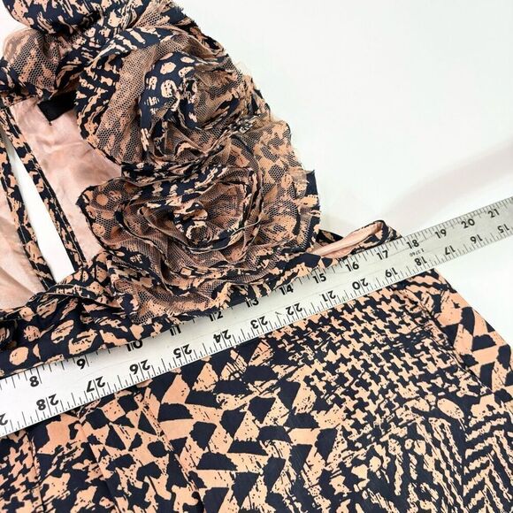 Ryu Dress Womens Small Black & Cream Geometric Ruffled Sleeveless A-Line Night O - Picture 7 of 11